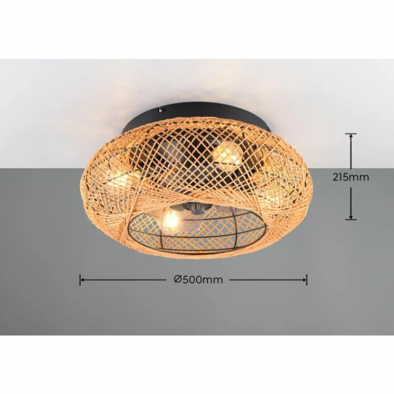 Luminaires Reality Ventilateur de plafond Reality LILLESAND Noir, 4 lumières, Télécommandes