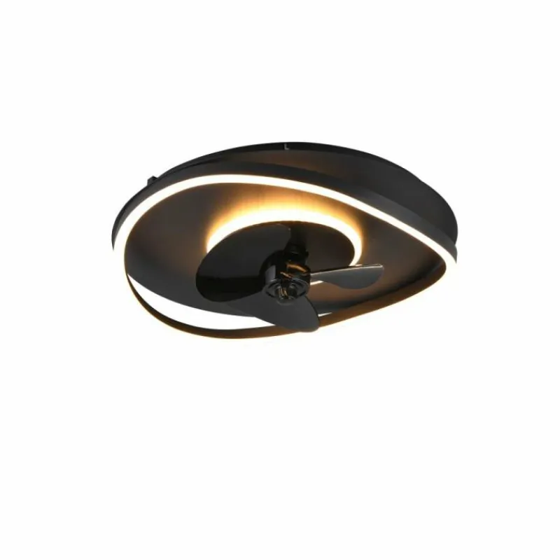 Luminaires Reality Ventilateur de plafond Reality SORTLAND LED Noir, 1 lumière, Télécommandes