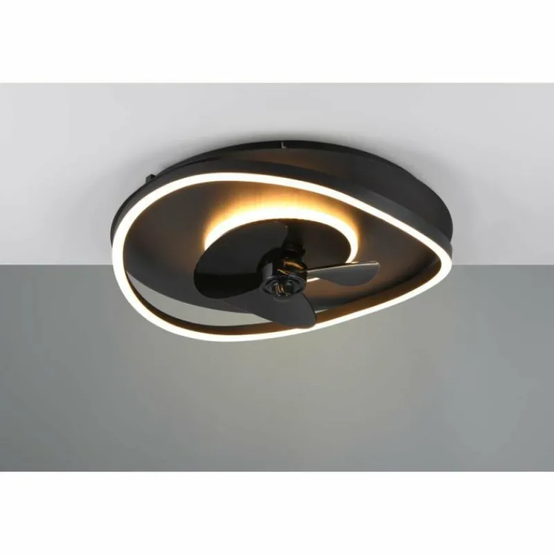 Luminaires Reality Ventilateur de plafond Reality SORTLAND LED Noir, 1 lumière, Télécommandes
