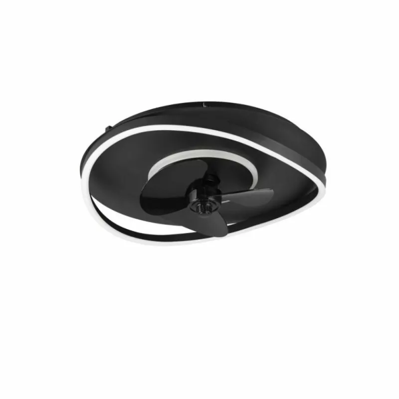 Luminaires Reality Ventilateur de plafond Reality SORTLAND LED Noir, 1 lumière, Télécommandes