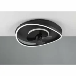 Luminaires Reality Ventilateur de plafond Reality SORTLAND LED Noir, 1 lumière, Télécommandes
