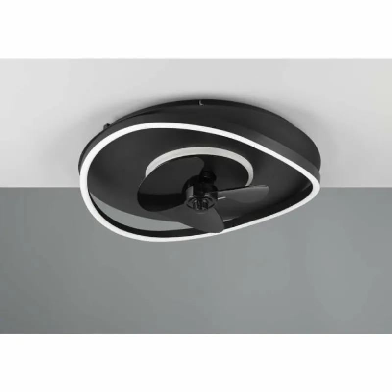 Luminaires Reality Ventilateur de plafond Reality SORTLAND LED Noir, 1 lumière, Télécommandes