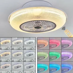 hofstein Ventilateur de plafond Riccione LED Blanc, 1 lumière, Télécommandes, Changeur de couleurs