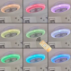 hofstein Ventilateur de plafond Riccione LED Blanc, 1 lumière, Télécommandes, Changeur de couleurs