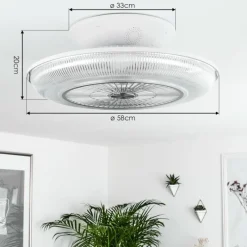hofstein Ventilateur de plafond Riccione LED Blanc, 1 lumière, Télécommandes, Changeur de couleurs