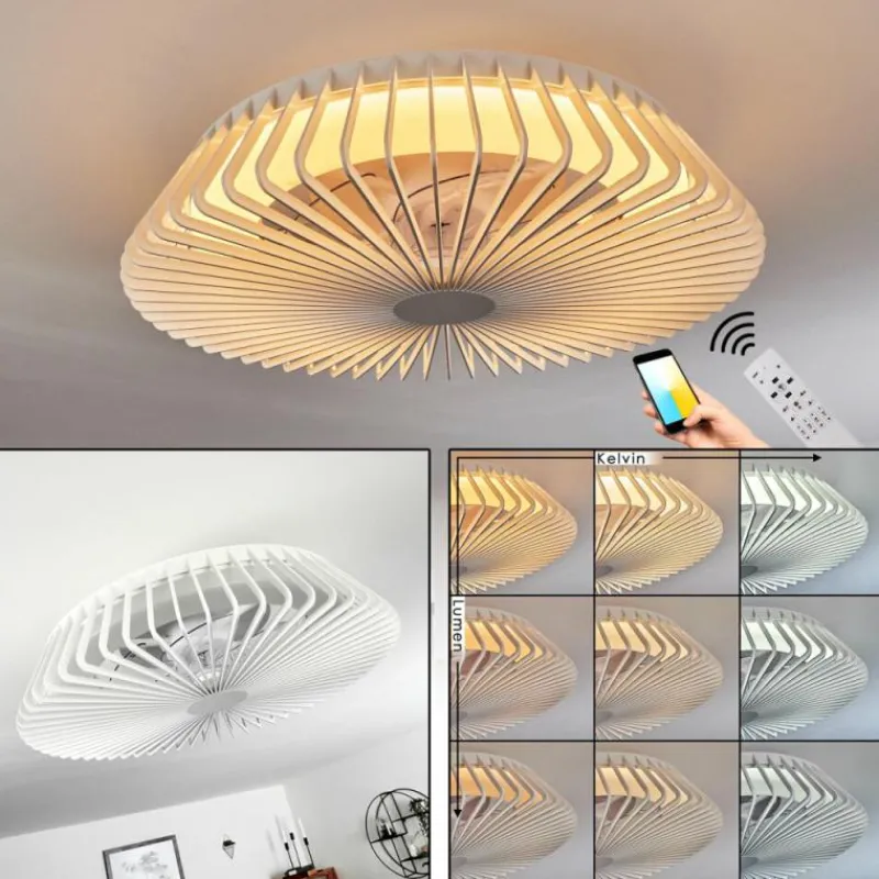 hofstein Ventilateur de plafond Rivarotta LED Blanc, 1 lumière, Télécommandes