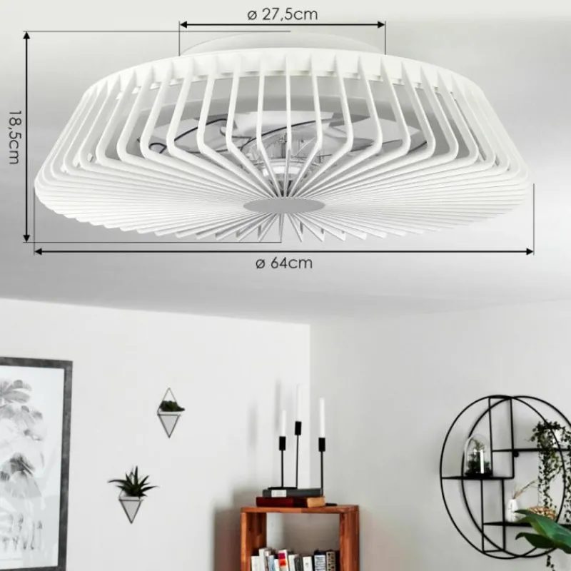 hofstein Ventilateur de plafond Rivarotta LED Blanc, 1 lumière, Télécommandes