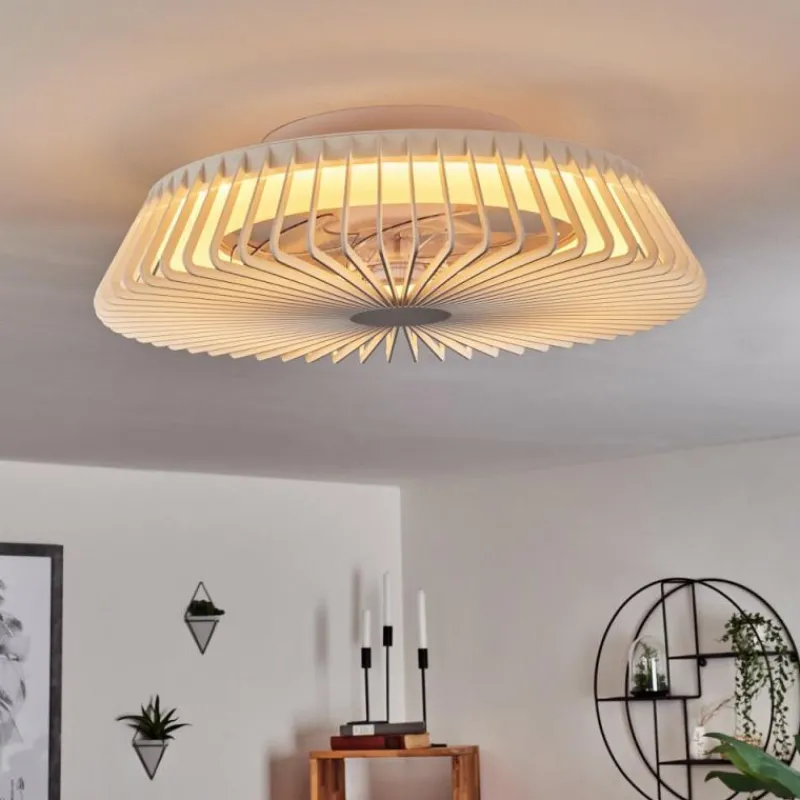 hofstein Ventilateur de plafond Rivarotta LED Blanc, 1 lumière, Télécommandes