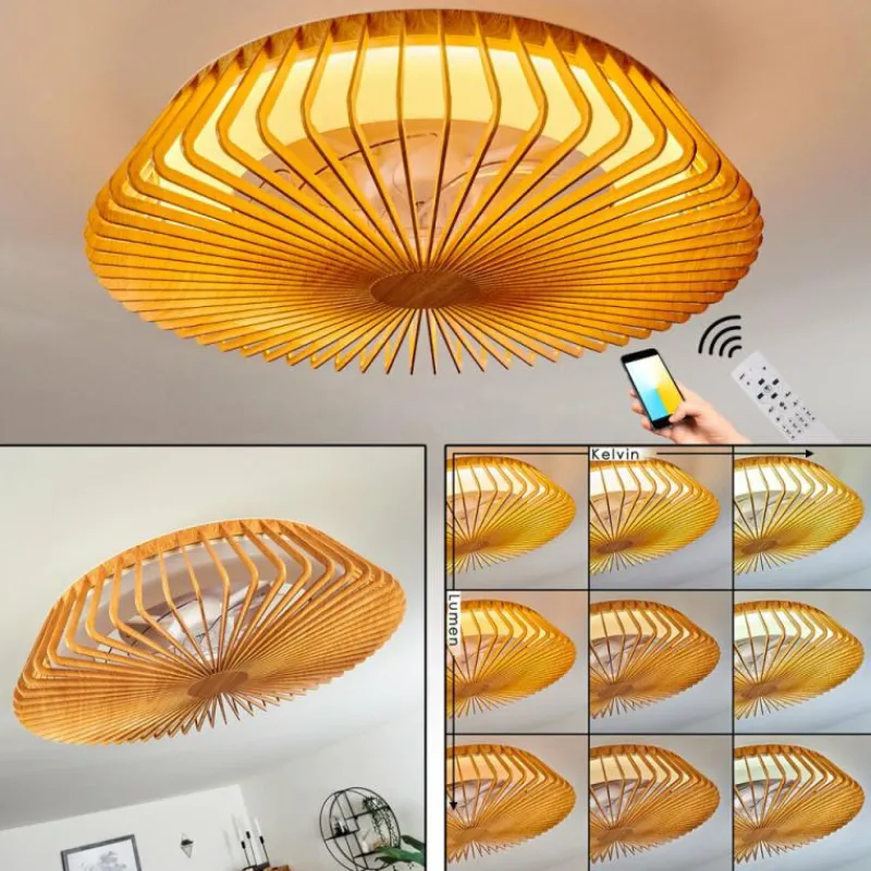 hofstein Ventilateur de plafond Rivarotta LED Blanc, 1 lumière, Télécommandes