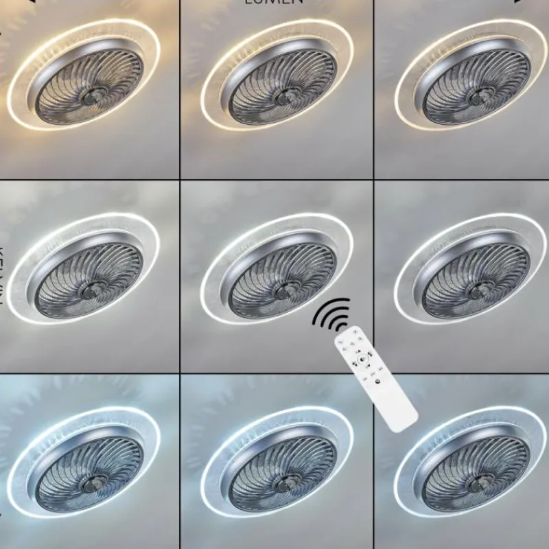 hofstein Ventilateur de plafond Tamworth LED Argenté, Transparent, 1 lumière, Télécommandes