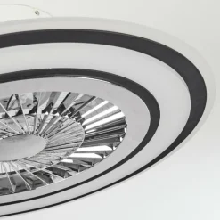 hofstein Ventilateur de plafond Terradura LED Chrome, Noir, Blanc, 1 lumière, Télécommandes