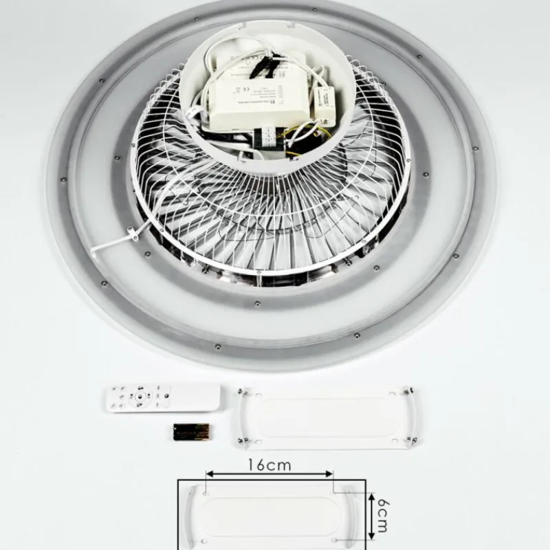 hofstein Ventilateur de plafond Terradura LED Chrome, Noir, Blanc, 1 lumière, Télécommandes