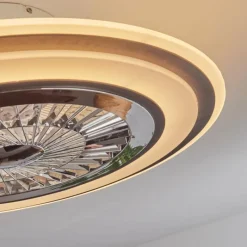hofstein Ventilateur de plafond Terradura LED Chrome, Noir, Blanc, 1 lumière, Télécommandes