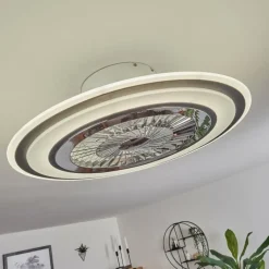 hofstein Ventilateur de plafond Terradura LED Chrome, Noir, Blanc, 1 lumière, Télécommandes