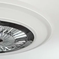 hofstein Ventilateur de plafond Terradura LED Chrome, Blanc, 1 lumière, Télécommandes
