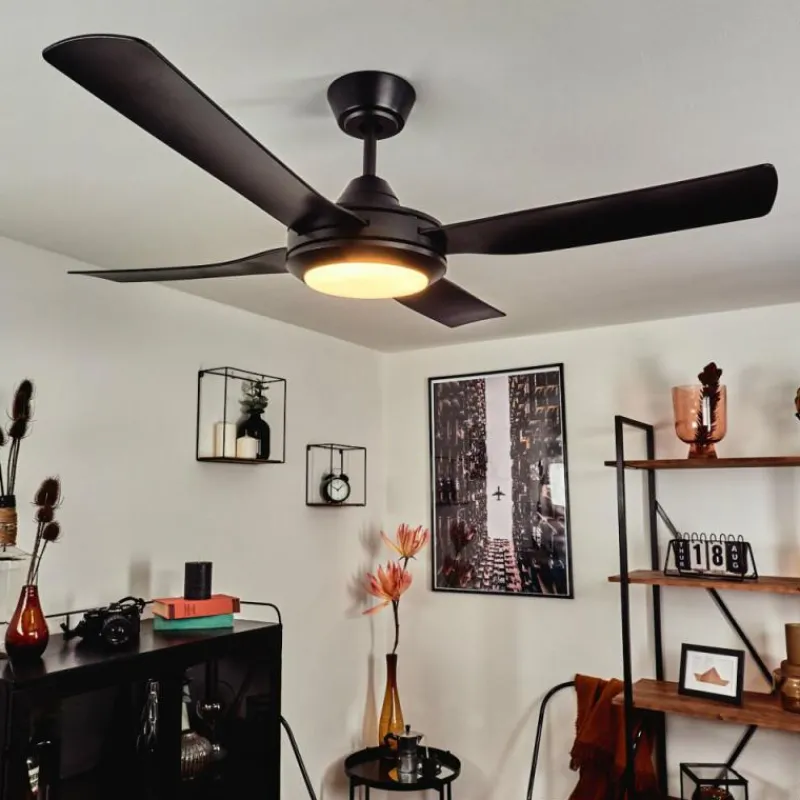 hofstein Ventilateur de plafond Tjerne LED Noir, 1 lumière, Télécommandes