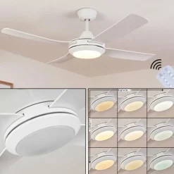 hofstein Ventilateur de plafond Tjerne LED Blanc, 1 lumière, Télécommandes
