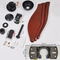 hofstein Ventilateur de plafond Torgnes Brun, Couleur bois, Noir, Télécommandes