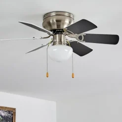 hofstein Ventilateur de plafond Trillo Gris, Nickel mat, Blanc, 1 lumière
