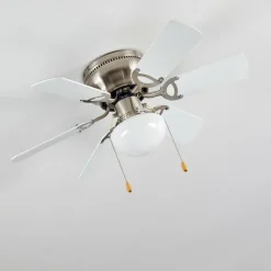 hofstein Ventilateur de plafond Trillo Gris, Nickel mat, Blanc, 1 lumière