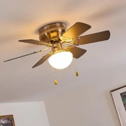 hofstein Ventilateur de plafond Trillo Nickel mat, 1 lumière