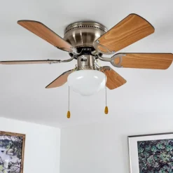 hofstein Ventilateur de plafond Trillo Nickel mat, 1 lumière