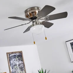 hofstein Ventilateur de plafond Trillo Nickel mat, 1 lumière