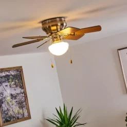 hofstein Ventilateur de plafond Trillo Nickel mat, 1 lumière