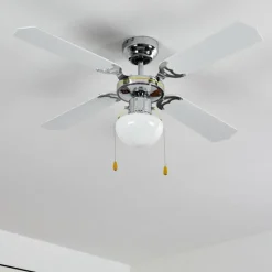 hofstein Ventilateur de plafond Valletta Chrome, Noir, Blanc, 1 lumière