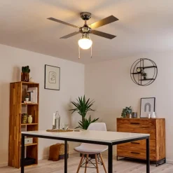 hofstein Ventilateur de plafond Valletta Chrome, Argenté, Blanc, 1 lumière