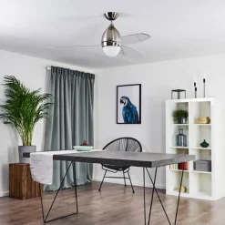 hofstein Ventilateur de plafond Varazze Nickel mat, Transparent, 1 lumière, Télécommandes