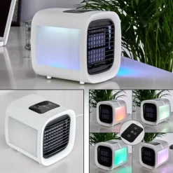 hofstein Ventilateur de table Chania LED Noir, Blanc, 1 lumière, Changeur de couleurs