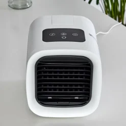 hofstein Ventilateur de table Chania LED Noir, Blanc, 1 lumière, Changeur de couleurs