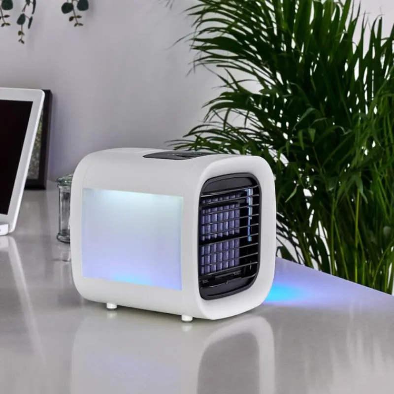 hofstein Ventilateur de table Chania LED Noir, Blanc, 1 lumière, Changeur de couleurs