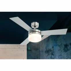 Luminaires Globo Lighting Ventilateur Globo ALANA Acier inoxydable, Nickel mat, 2 lumières, Télécommandes