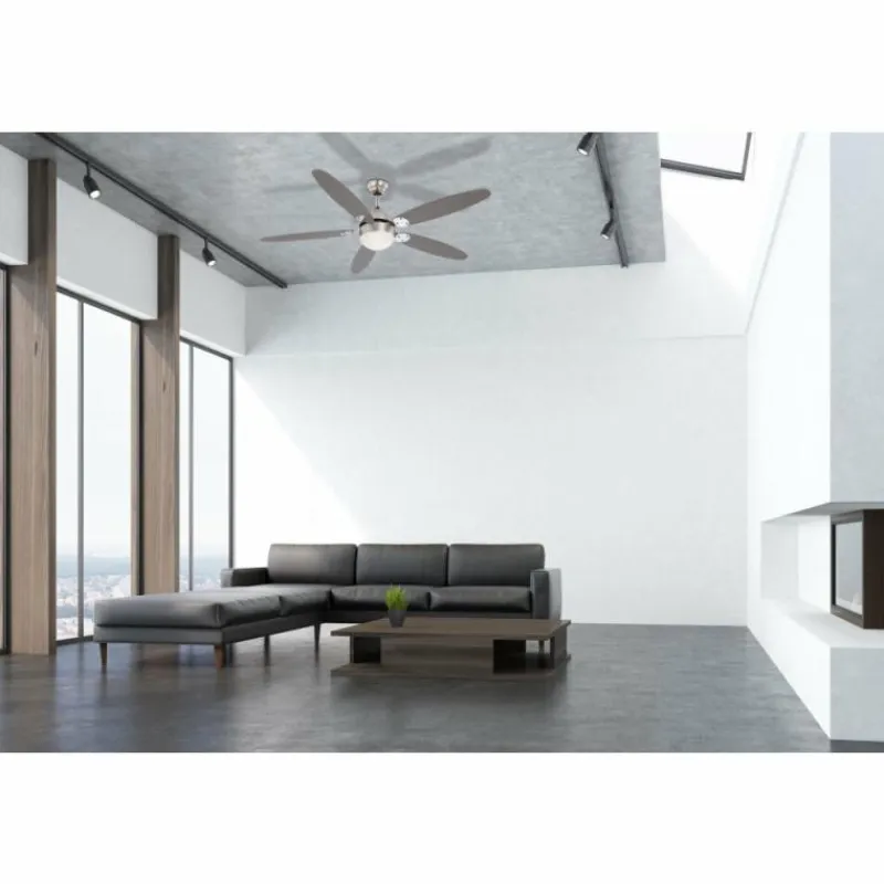 Luminaires Globo Lighting Ventilateur Globo AZURA Chrome, Acier inoxydable, Nickel mat, 1 lumière