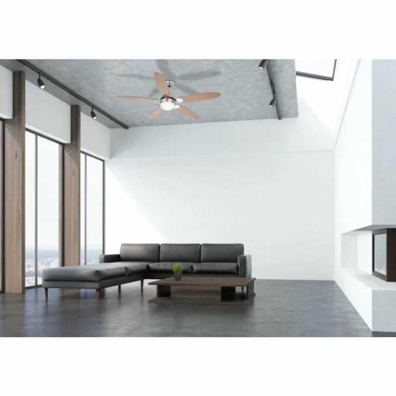 Luminaires Globo Lighting Ventilateur Globo AZURA Chrome, Acier inoxydable, Nickel mat, 1 lumière