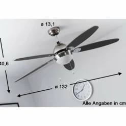 Luminaires Globo Lighting Ventilateur Globo AZURA Nickel mat, 1 lumière