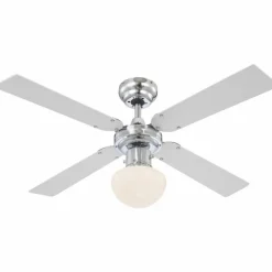 Luminaires Globo Lighting Ventilateur Globo CHAMPION Chrome, Acier inoxydable, Blanc, 1 lumière