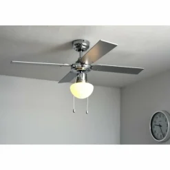 Luminaires Globo Lighting Ventilateur Globo CHAMPION Chrome, Acier inoxydable, Blanc, 1 lumière