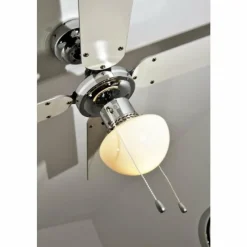 Luminaires Globo Lighting Ventilateur Globo CHAMPION Chrome, Acier inoxydable, Blanc, 1 lumière