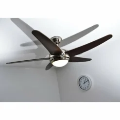 Luminaires Globo Lighting Ventilateur Globo FABIOLA Acier inoxydable, Nickel mat, 1 lumière, Télécommandes