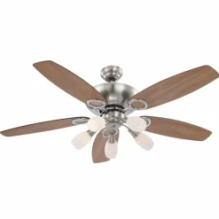 Luminaires Globo Lighting Ventilateur Globo JERRY Chrome, Acier inoxydable, Nickel mat, 5 lumières