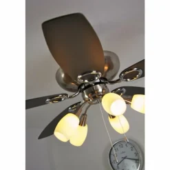 Luminaires Globo Lighting Ventilateur Globo JERRY Chrome, Acier inoxydable, Nickel mat, 5 lumières