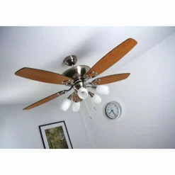 Luminaires Globo Lighting Ventilateur Globo JERRY Chrome, Acier inoxydable, Nickel mat, 5 lumières