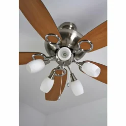 Luminaires Globo Lighting Ventilateur Globo JERRY Chrome, Acier inoxydable, Nickel mat, 5 lumières