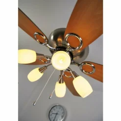 Luminaires Globo Lighting Ventilateur Globo JERRY Chrome, Acier inoxydable, Nickel mat, 5 lumières