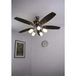 Luminaires Globo Lighting Ventilateur Globo JERRY Chrome, Acier inoxydable, Nickel mat, 5 lumières