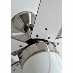 Luminaires Globo Lighting Ventilateur Globo MARVA Acier inoxydable, Gris, Nickel mat, Blanc, 1 lumière