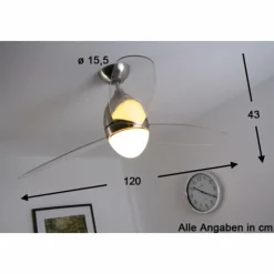 Luminaires Globo Lighting Ventilateur Globo PREMIER Acier inoxydable, Nickel mat, 2 lumières